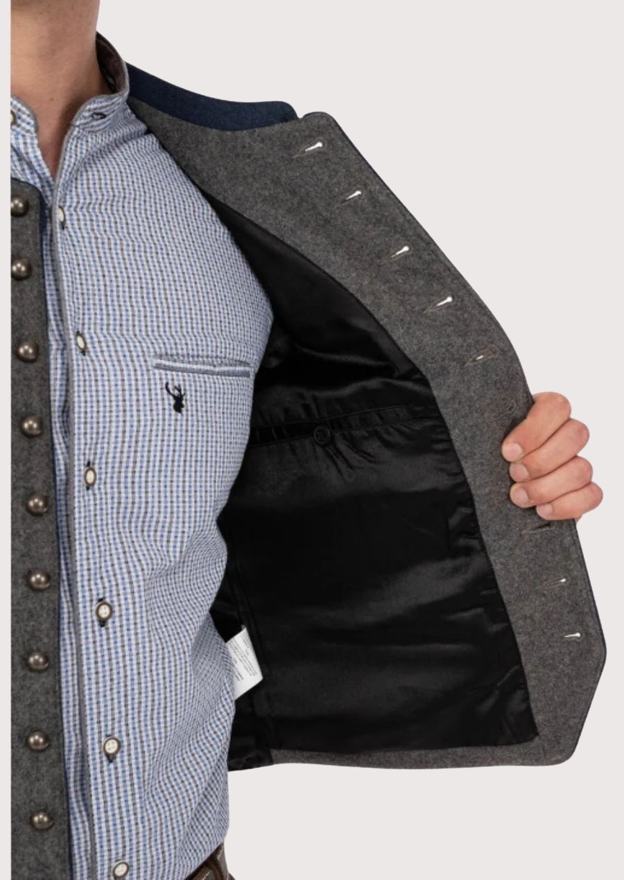 Classic Bavarian Vest – Elegant Metal Buttons and Contrast Stitching