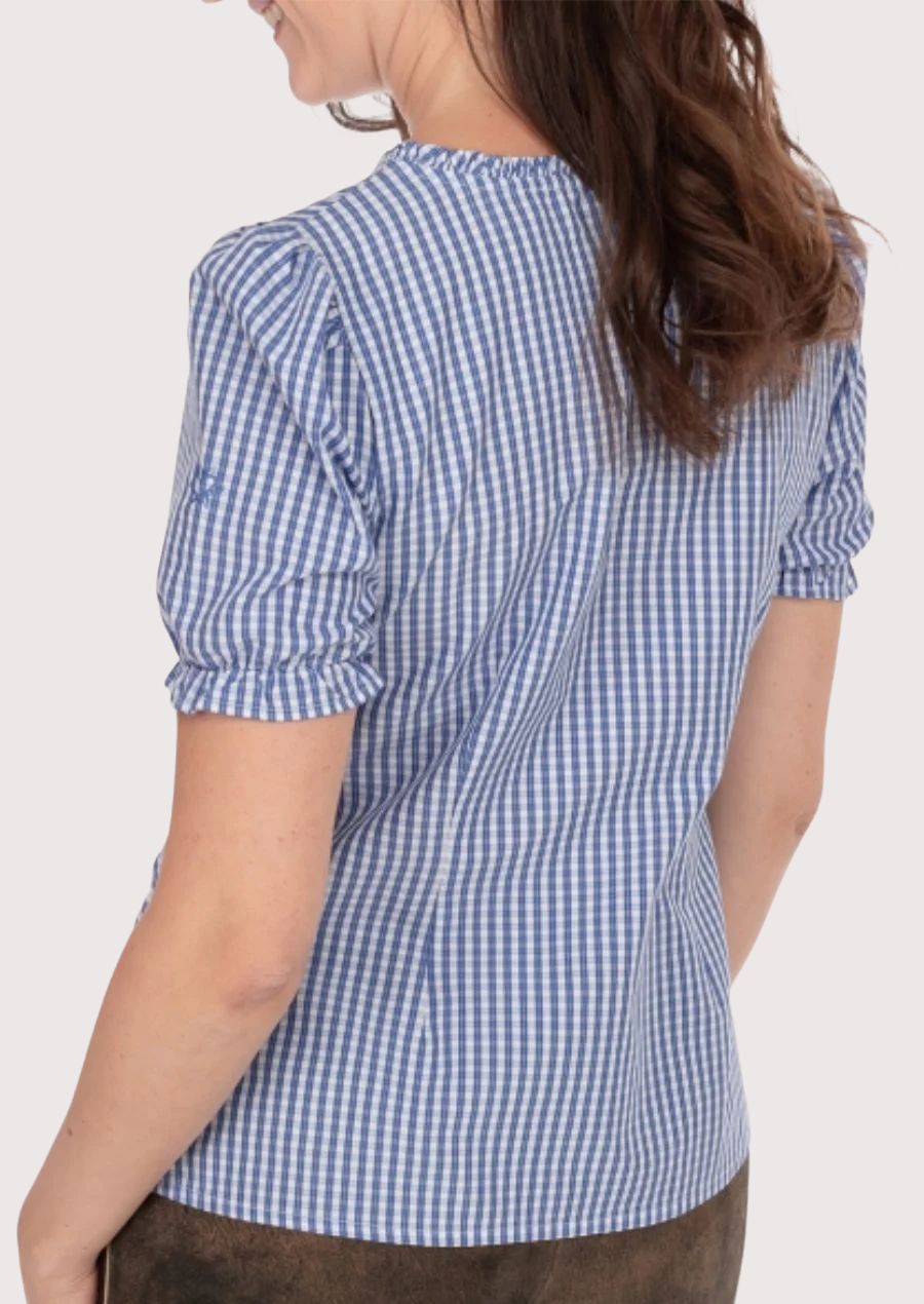Stylish and comfortable Dirndl blouse for women, great for traditional festivals, featuring a classic buttoned design.