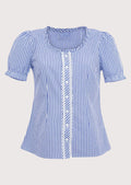 Elegant checked Dirndl blouse for women, designed for festivals like Oktoberfest with button detailing and a flattering fit.