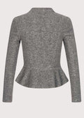 Stylish women’s Trachten jacket in gray with a peplum silhouette, ideal for traditional celebrations like Oktoberfest and other cultural festivities.