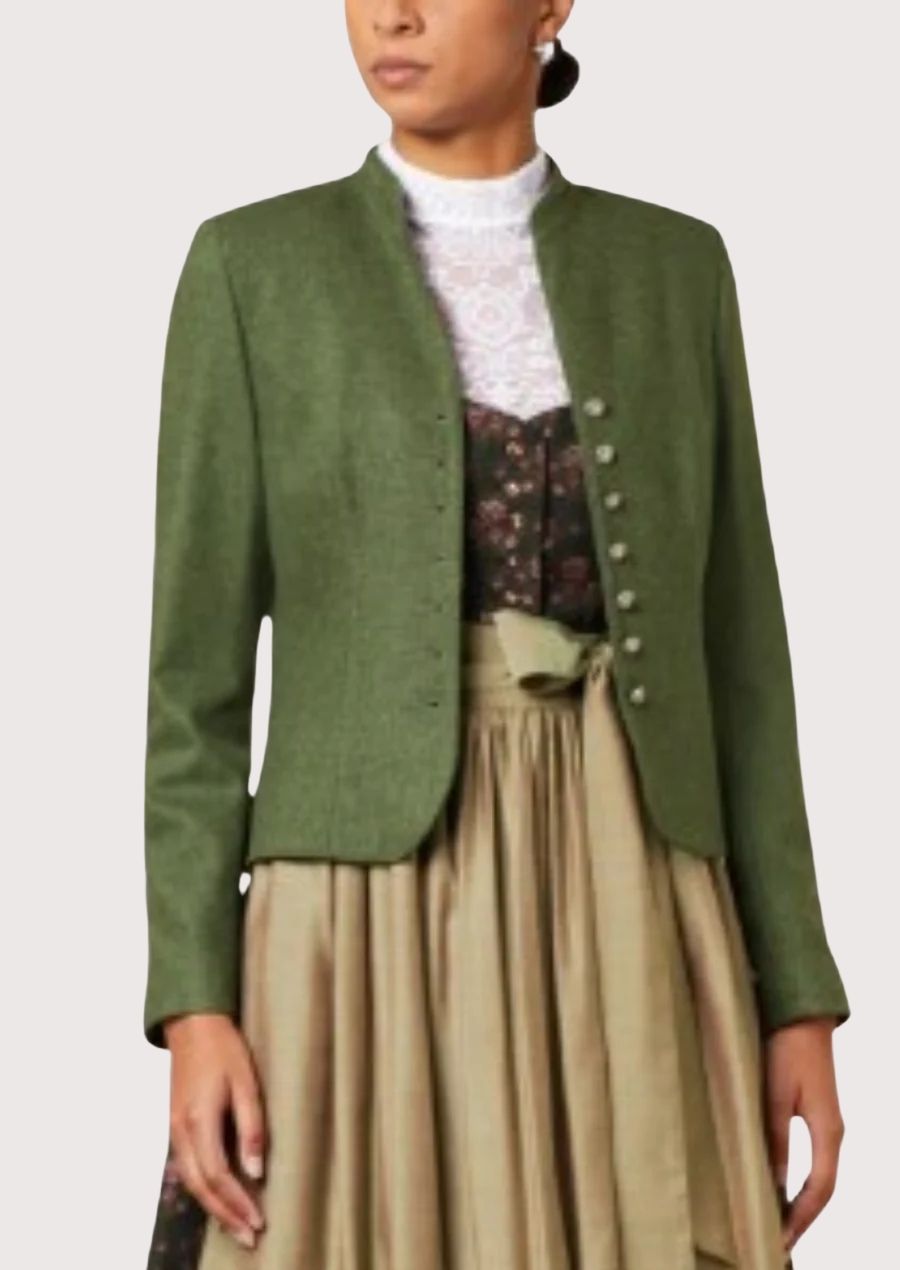 Elegant Women’s Trachten Jacket for Oktoberfest and cultural events, crafted from premium wool for warmth and style.