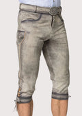 Traditional Alpine Bundhosen in ash grey goatskin suede with heritage craftsmanship and timeless German appeal