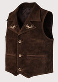 Traditional alpine suede vest designed for Oktoberfest outfits