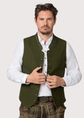 Classic green alpine waistcoat with metal buttons and trim