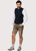 Traditional Bavarian blue vest featuring classic Trachten design