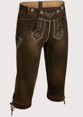Traditional Bavarian Bundhosen with suspenders featuring premium suede leather and decorative embroidery