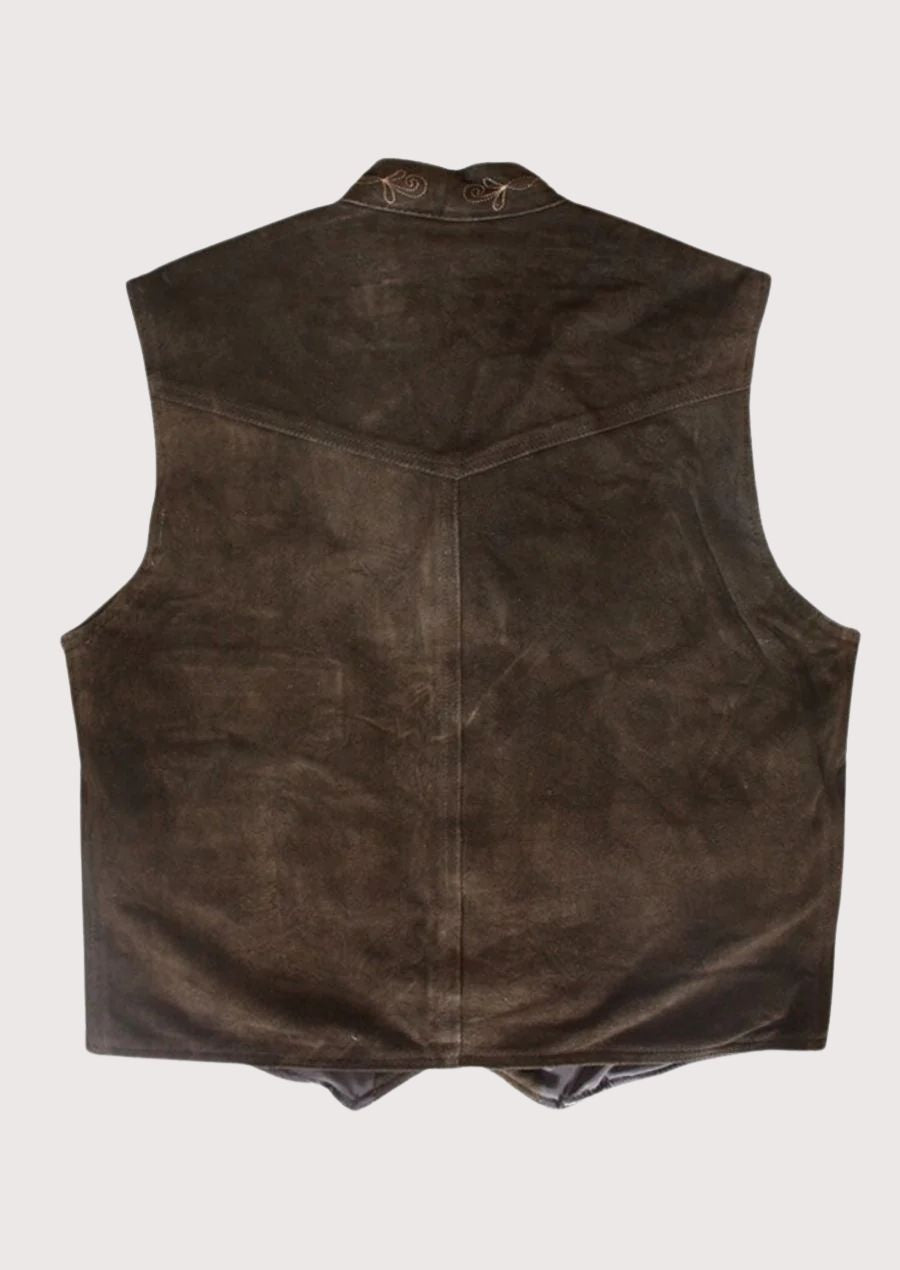Authentic Bavarian leather vest designed for Oktoberfest celebrations