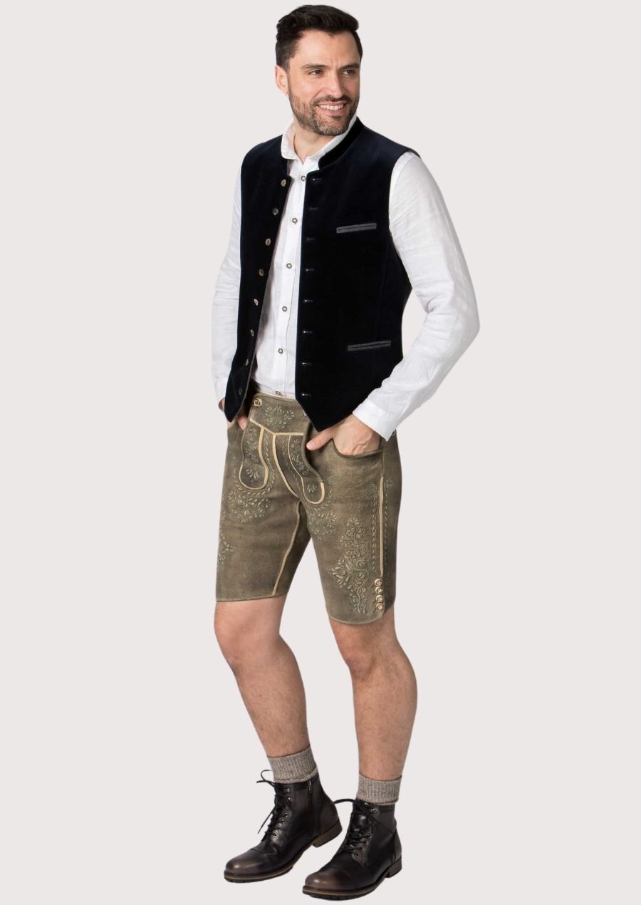 Traditional Bavarian navy blue vest with silver buttons