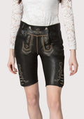 Traditional women’s black lederhosen shorts showcasing classic German craftsmanship