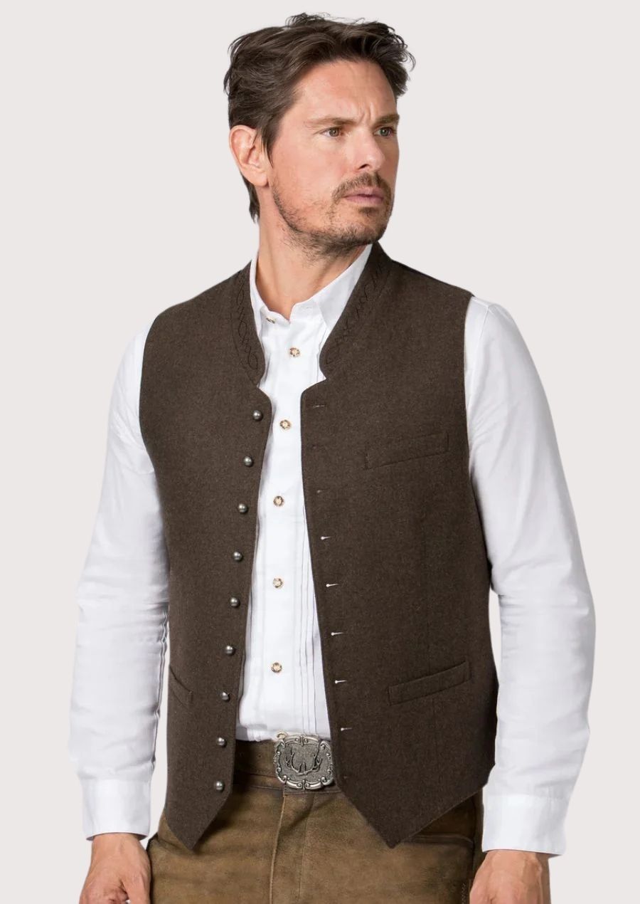 Traditional brown Oktoberfest vest designed for authentic festive wear