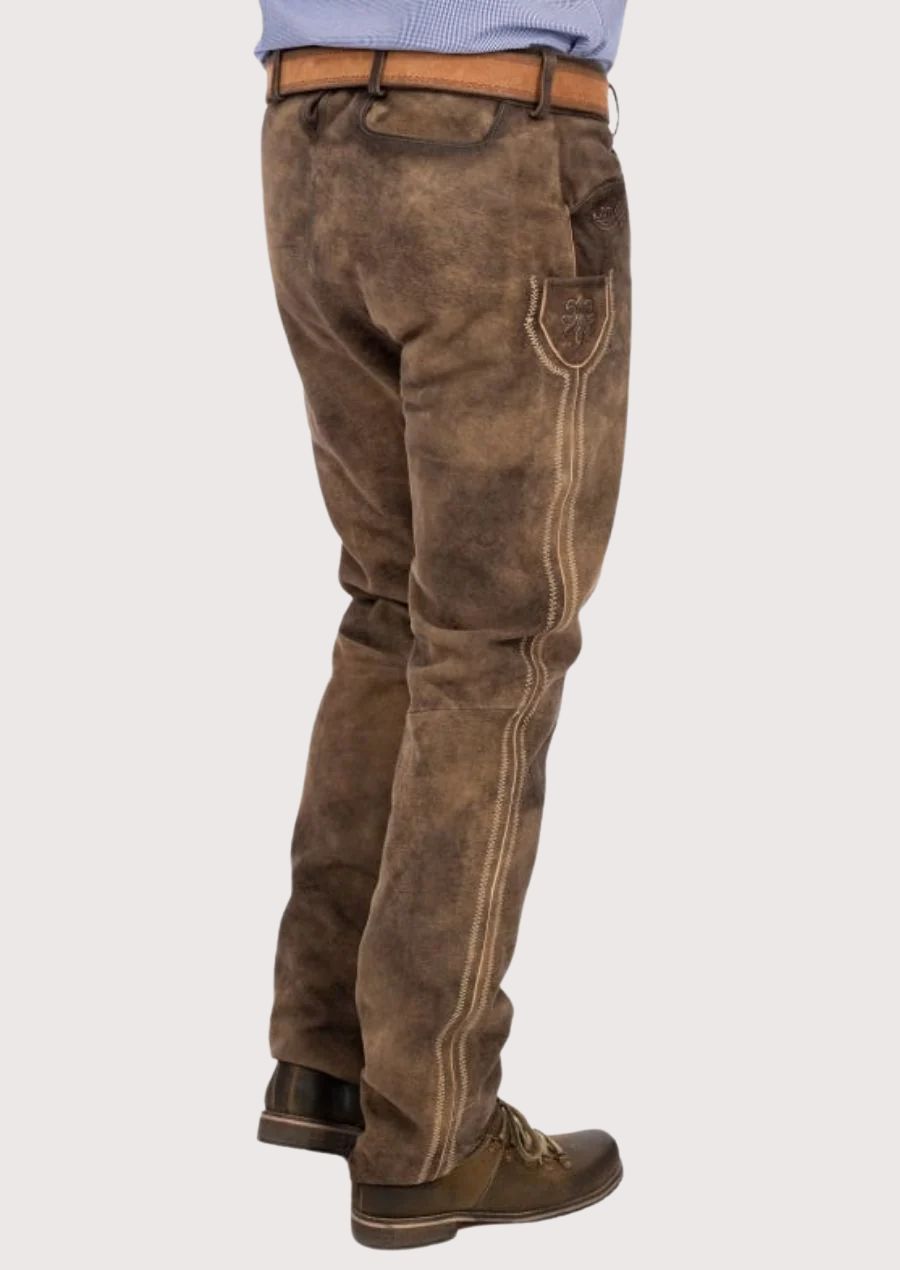 Traditional German Trachten trousers for men crafted from soft suede leather with classic Bavarian character