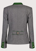 Traditional Bavarian-style women’s jacket in grey wool fabric.
