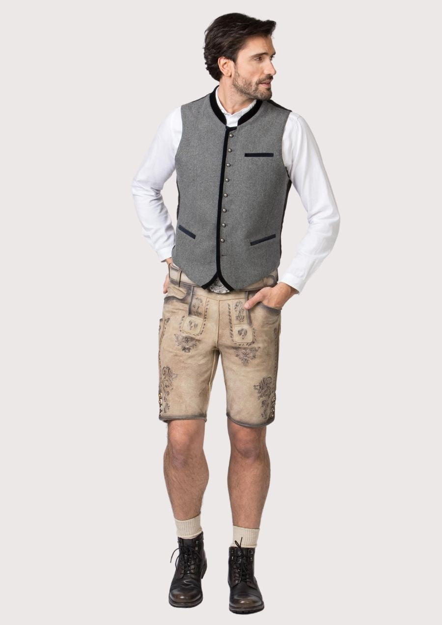 Traditional grey Trachten vest with blue accents