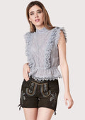 Elegant Women's Lederhosen – Hand-stitched floral embroidery and premium leather for a perfect fit