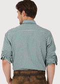 Traditional men’s Alpine shirt with button-down front and vintage German styling

