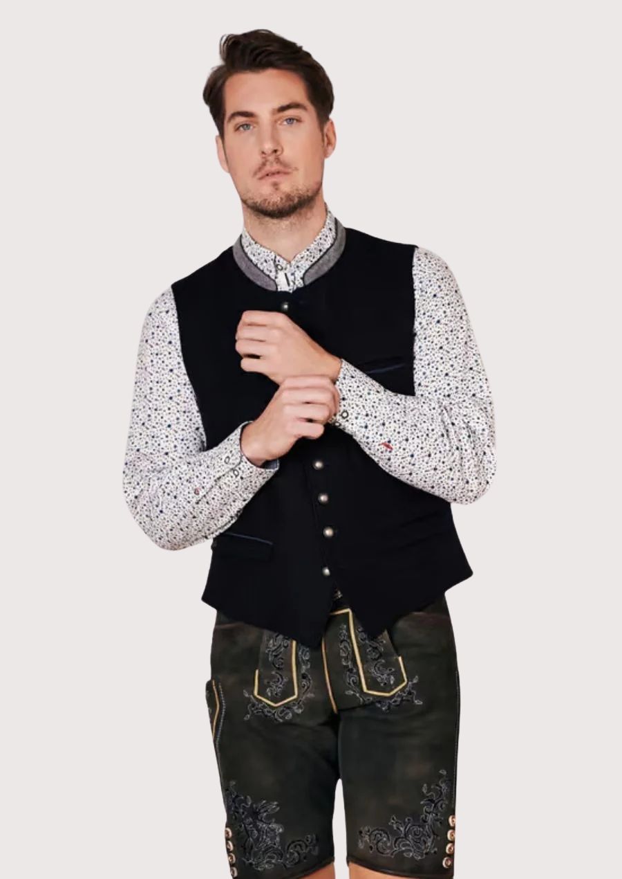 Classic Black Traditional Vest – Ideal for Oktoberfest and Celebrations