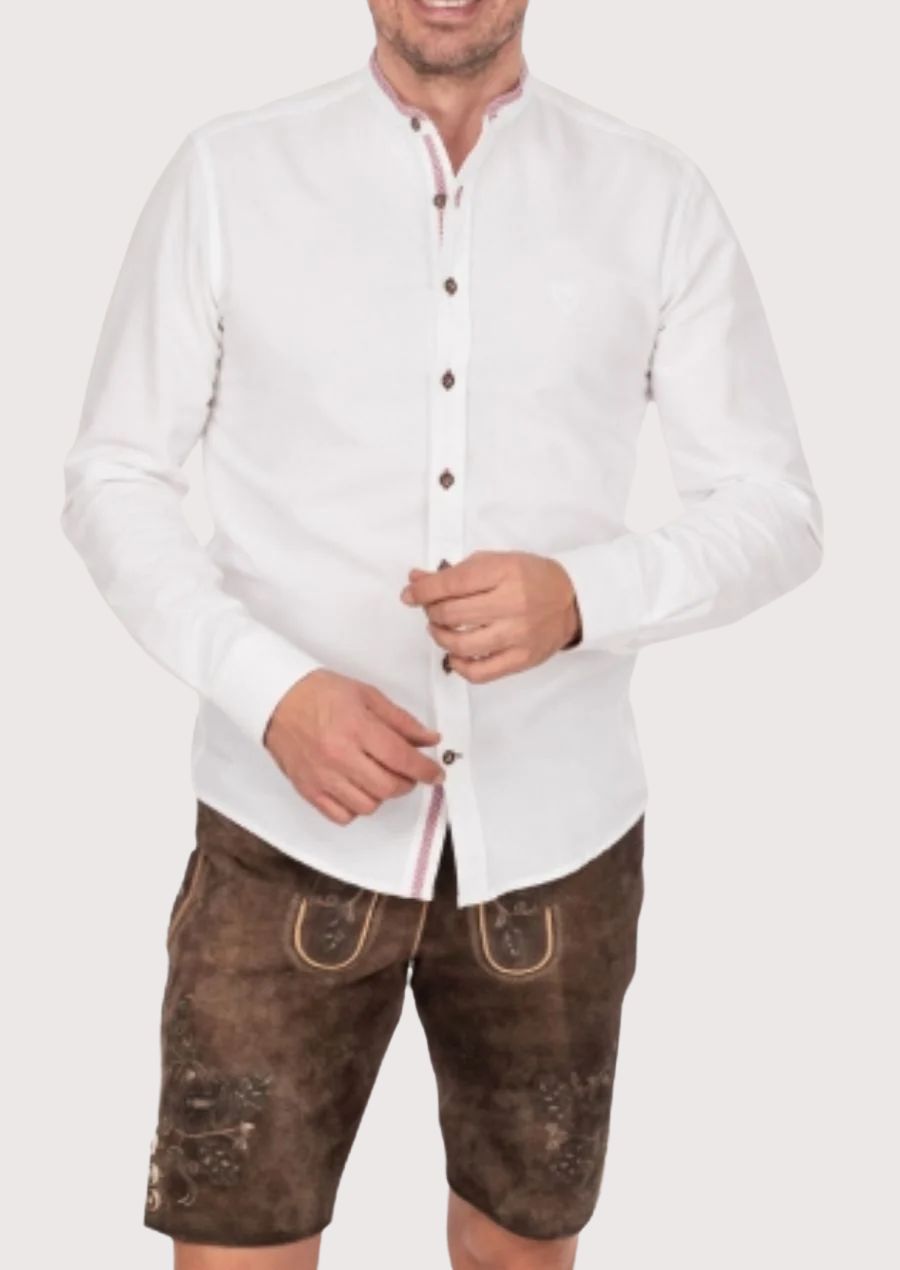 Traditional white Oktoberfest shirt with decorative buttons