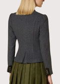 Traditional women’s trachten jacket in grey with structured silhouette and authentic alpine craftsmanship.