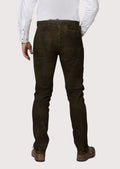Vintage black Bavarian pants with belt detail, slim silhouette, and traditional Alpine fashion appeal