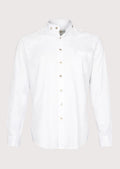White alpine stand collar shirt for men with stand collar, premium cotton Bavarian shirt, German Oktoberfest clothing, Alpine traditional shirt, men's heritage festival apparel.