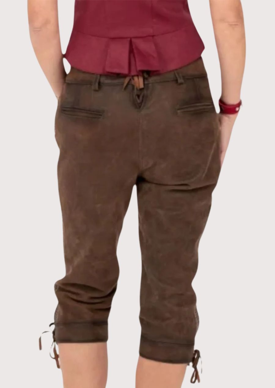 Women’s alpine folk bundhosen featuring knee-length cut