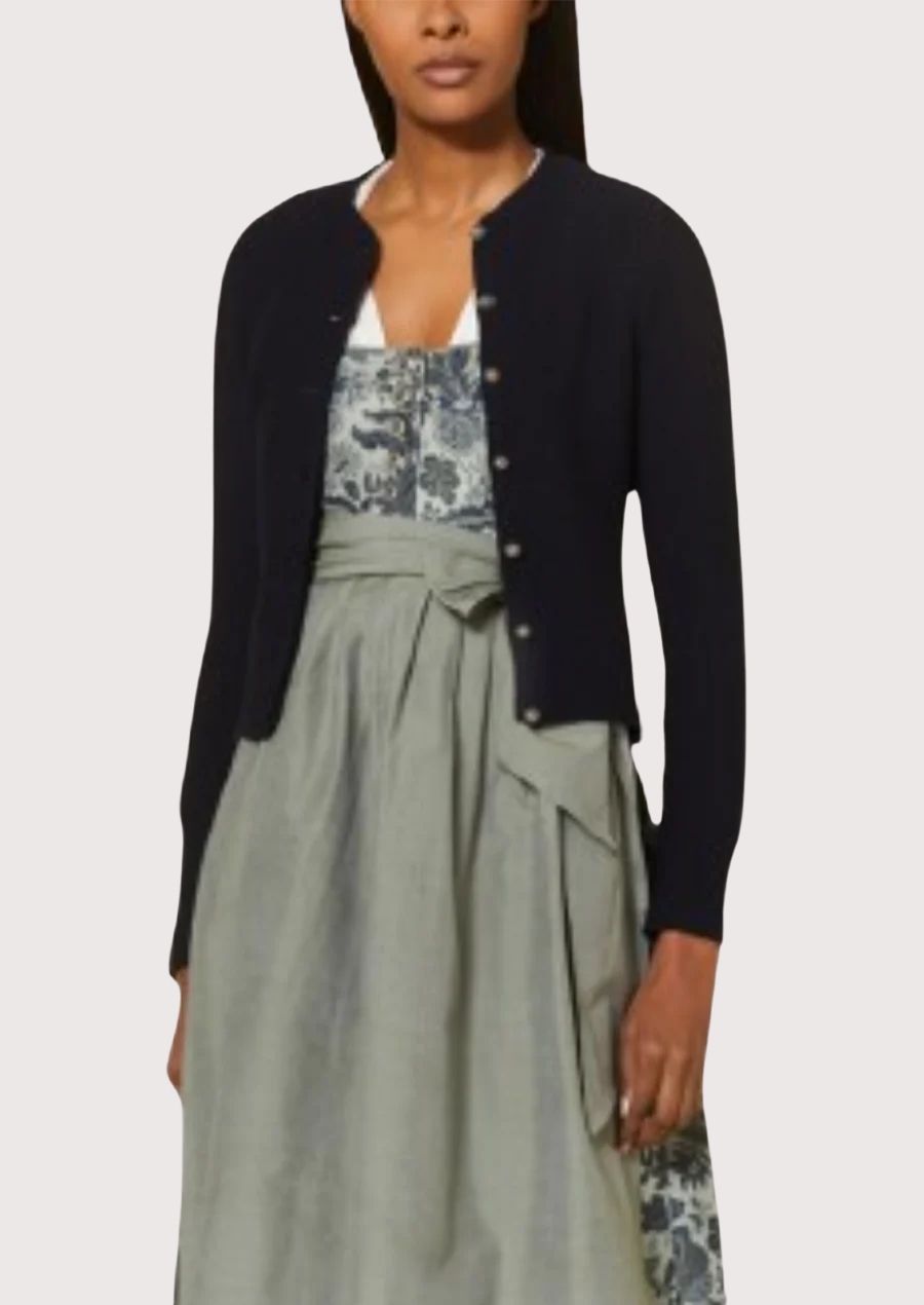 Classic women’s Bavarian jacket in black featuring clean lines and tailored silhouette.