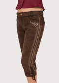 Women’s brown bundhosen knee pants with classic alpine design