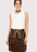 Elegant women’s brown leather skirt in classic trachten design