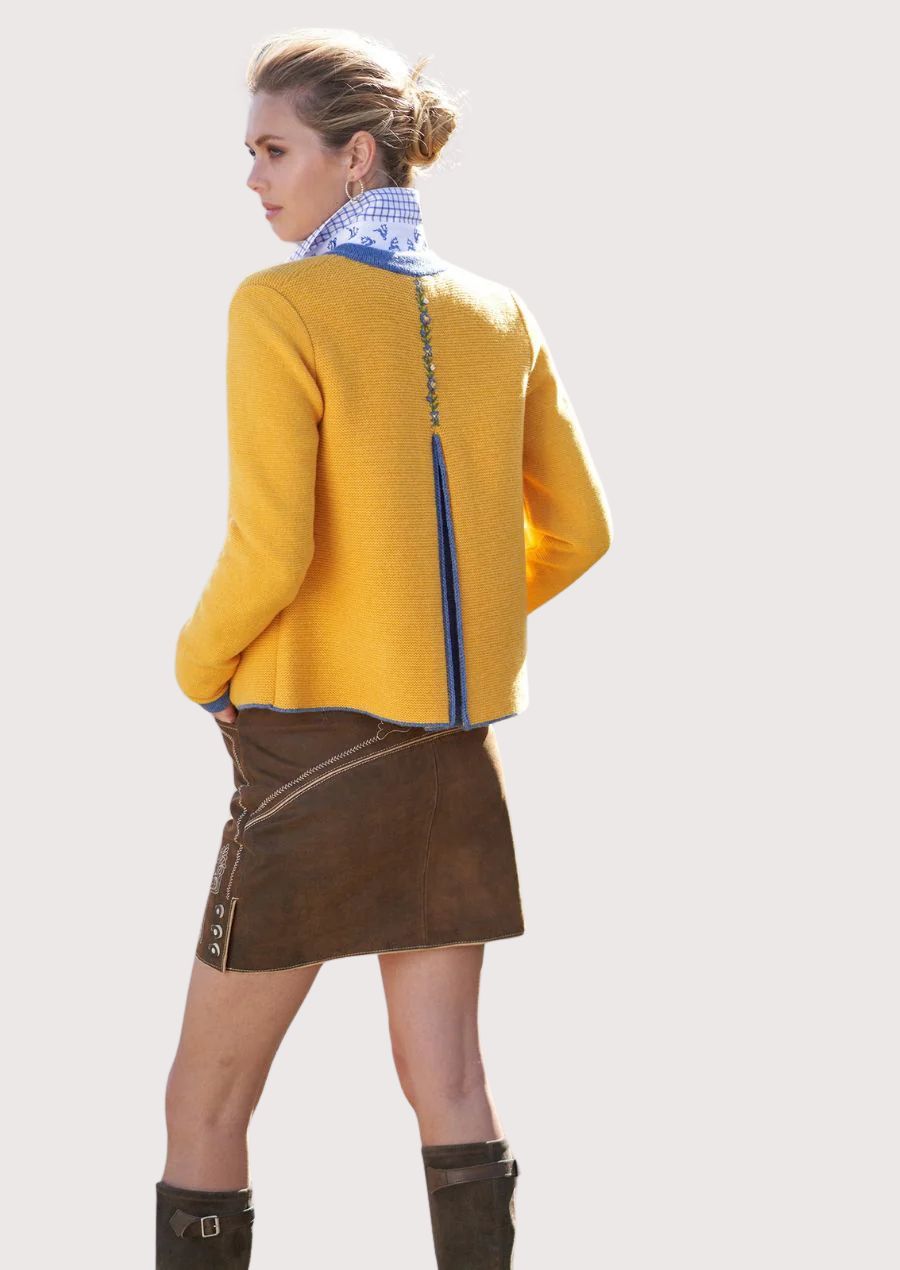 Brown leather skirt for women styled for Oktoberfest fashion