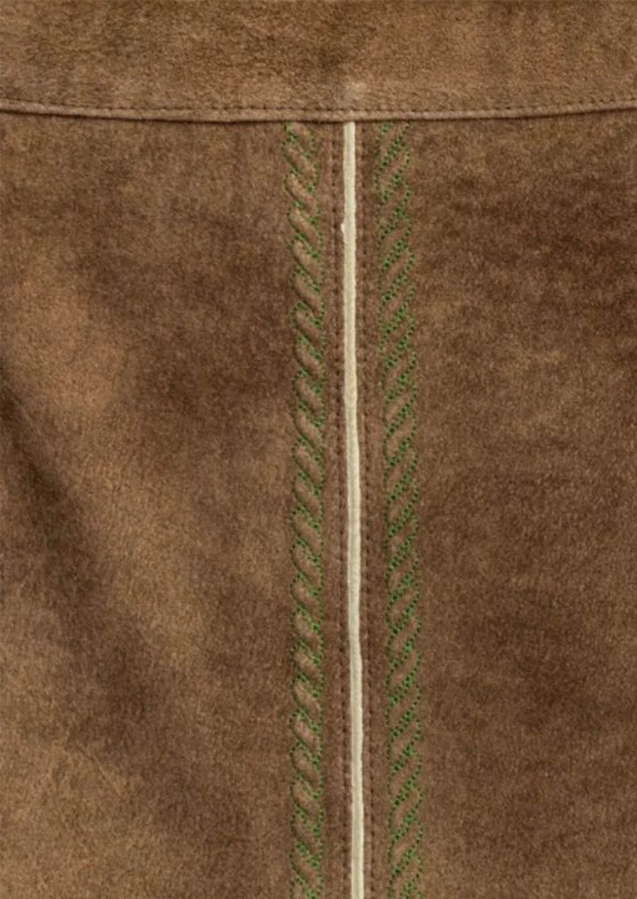 Women wearing brown suede trachten skirt alpine fashion