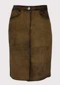 Women wearing brown trachten leather skirt traditional style