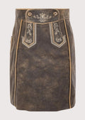 Women wearing grey trachten leather skirt alpine fashion