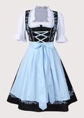 Blue Women's Long Dirndl with traditional details, ideal for Oktoberfest, festivals, and cultural celebrations.