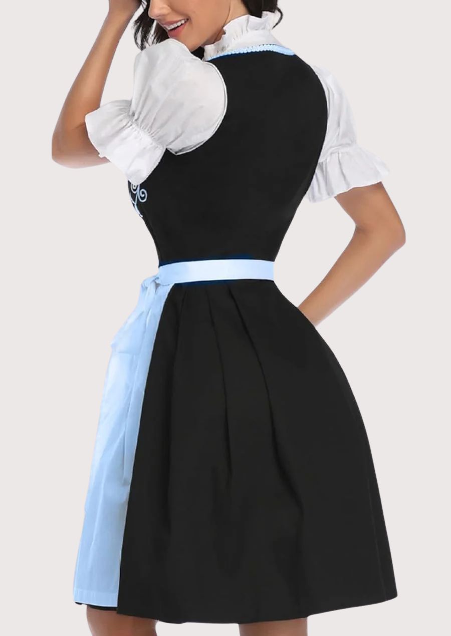 Stylish and comfortable Women's Long Dirndl with intricate lacing and floral embroidery for festive occasions.