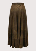 Women’s long brown suede trachten skirt alpine design