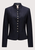 Women’s Trachten jacket in dark navy, perfect for Oktoberfest and cultural events. Premium wool for ultimate comfort and style.