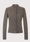 Elegant brown Trachten jacket for women, designed for cultural events with intricate button detailing and a flattering fit.