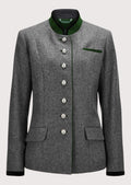 Women’s Trachten Jacket in grey wool with classic button detailing for traditional events and Oktoberfest.

